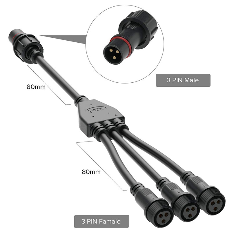 Large 2/3/4/5 Pin 1-to-3 Waterproof Power Wire Splitter Connector Large 2/3/4/5 Pin 1-to-3 Waterproof Power Wire Splitter Connector